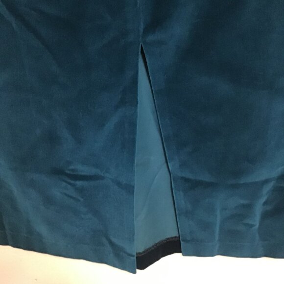 Suttles & Seawinds Vintage Teal Velvet Midi Skirt Size S - Picture 8 of 10